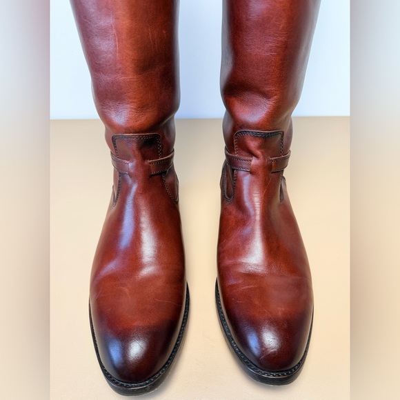 FRYE LINDSAY PLATE LADIES Tall LEATHER RIDING BOOTS SIZE 10 Brown Cognac Mexico - Picture 5 of 11